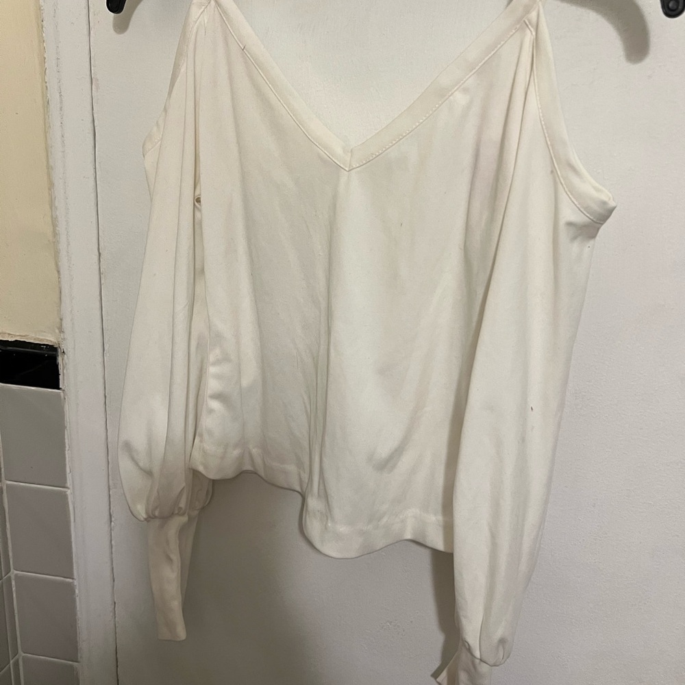 Frederick's of Hollywood Asymmetrical Cream Blouse